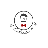 Logo with a stylized bartender's face, glasses, and a red bow tie, text reads "A Bartender 4 U".