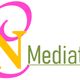 Logo met de tekst "Mediation", een gele "N" en een roze cirkel links.