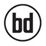 Schwarzes "bd"-Logo in einem Kreis auf weißem Hintergrund.