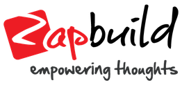 Logo with red square and black text: "Zap, empowering thoughts."