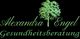 Grüner Baum über der Schrift "Alexandra Engel Gesundheitsberatung" auf schwarzem Hintergrund.
