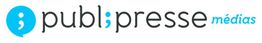 Logo de Publipresse Médias avec un point-virgule bleu et texte en noir et bleu.