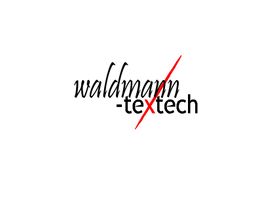 Logo mit dem Schriftzug "waldmann-textech" in Schwarz und Rot auf weißem Hintergrund.
