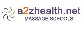 a2zhealth.net logo with colorful swirl and text "MASSAGE SCHOOLS."