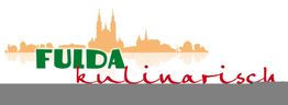 Silhouette von Fulda mit den Worten "Fulda kulinarisch" in Grün und Rot.