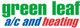 Green Leaf logo with "a/c and heating" in blue and red text.