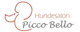 Logo mit der Aufschrift "Hundesalon Picco Bello" und einer stilisierten Zeichnung eines Hundes.