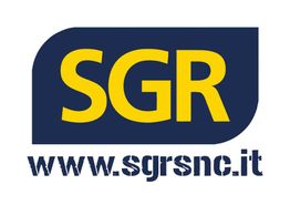 Logo SGR in blu e giallo con sito web www.sgrsnc.it in basso.