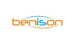 Logo mit dem Schriftzug "benison" in Orange und Blau.