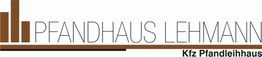 Logo mit braunen Balken und Text "Pfandhaus Lehmann" und "Kfz Pfandleihhaus" darunter.
