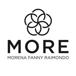 Logo MORE con cerchi intrecciati e testo: "Morena Fanny Raimondo". Sfondo bianco.