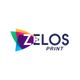 Logo mit bunten Dreiecken und Text "ZELOS PRINT" auf weißem Hintergrund.