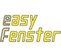 Logo mit gelbem Text "easy Fenster" in modernem Schriftstil auf weißem Hintergrund.