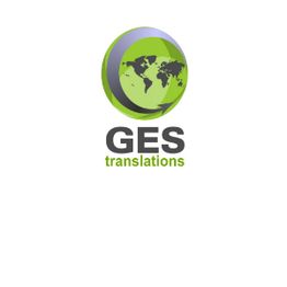 Logo von GES Translations: Globussymbol in Grün mit Weltkarte.