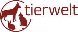Logo mit Hund, Katze und Kaninchen im roten Kreis, daneben der Schriftzug "tierwelt".