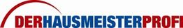 "Logo mit Schriftzug 'Der Hausmeister Profi' in Rot-Blau mit einem roten Bogen links oben."