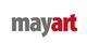 Logo mit dem Schriftzug "mayart", in Grau und Rot gestaltet.