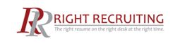RR logo with "Right Recruiting" and slogan: "The right resume on the right desk at the right time."