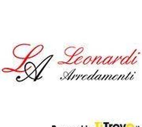 Logo "Leonardi Arredamenti" con scritte eleganti su sfondo bianco.