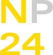 Gelbe Buchstaben "NP" oben, darunter gelbe Ziffern "24" auf schwarzem Hintergrund.