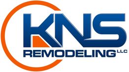 Logo of KNS Remodeling LLC with blue letters and an orange circle design.