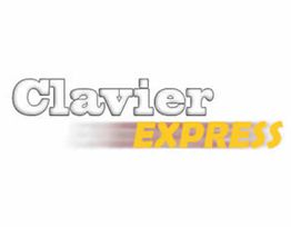 Logo avec texte "Clavier EXPRESS" en blanc et jaune, style flou sur le "Clavier".