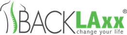 Logo mit der Aufschrift "BACKLAxx - change your life" und Wirbelsäulensymbol in Grün.
