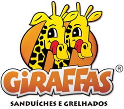 Logo do Giraffas com duas girafas sorrindo acima do texto "Giraffas Sanduíches e Grelhados".