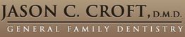 "Logo for Jason C. Croft, D.M.D., General Family Dentistry, with a brown background."