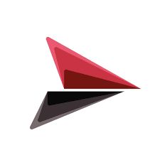 Abstrakte rote und schwarze Pfeile auf weißem Hintergrund.