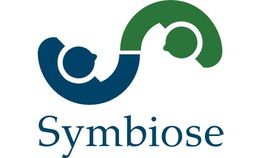 Logo avec formes bleues et vertes formant un "S" stylisé, texte "Symbiose" en dessous.