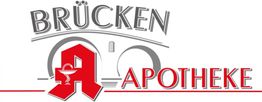 Logo der Brücken Apotheke mit rotem Apotheken-A und grauem Brückenmotiv im Hintergrund.