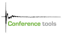 Logo mit Schriftzug "Conference tools" und einer schwarzen Linie wie ein EKG-Verlauf.