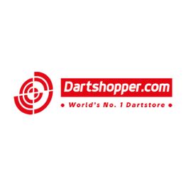 "Dartshopper.com logo i rødt og hvidt med slogan: World's No. 1 Dartstore."