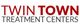 Logo for Twin Town Treatment Centers, with bold red and gray text on a white background.