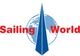 Logo mit einem blauen Segel vor einer Weltkugel, umgeben von rotem Text "Sailing World".