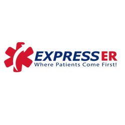 Express ER logo with red medical symbol and tagline: "Where Patients Come First!"