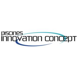 Logo de Piscines Innovation Concept avec un design d'anneau bleu et turquoise.