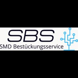 SBS-Logo mit Text "SMD Bestückungsservice" und blauer Schaltkreisgrafik rechts.