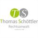 Logo mit grünen und grauen Buchstaben „TS“ und Text: Thomas Schöttler, Rechtsanwalt.