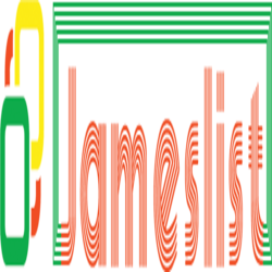 "Logo featuring the text 'Jameslist' with colorful overlapping rectangles on the left."