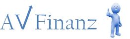 Logo von AV Finanz mit einem blauen steigenden Pfeil und einer blauen Figur, die den Daumen hebt.