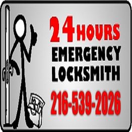 24-hour emergency locksmith service with a phone number. Stick figure holding tools.