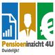 Een logo met grafieken, een persoon en euroteken. Tekst: "Pensioeninzicht 4U. Duidelijk!"