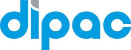 Logo, blauer Text "dipac" in Kleinbuchstaben mit grauem Akzent auf dem i-Punkt.