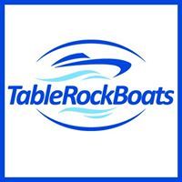 Logo of Table Rock Boats featuring stylized waves and boat in blue and white.