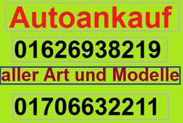 Autoankauf Werbung mit Telefonnummern und Text "aller Art und Modelle" auf grünem Hintergrund.