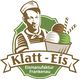 Logo von Klatt-Eis mit einem Mann und einem Eisbecher, Text "Eismanufaktur Frankenau".
