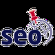 SEO-Logo mit rotem Stecknadelkopf und Weltkugel im Hintergrund.