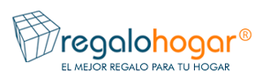 Logo de "regalohogar", incluye caja azul y texto "El mejor regalo para tu hogar".